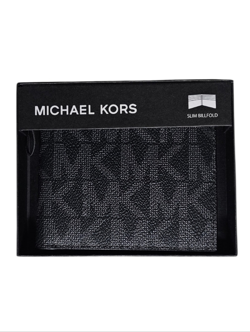 Michael Kors Jet Set Men's Black Grey Monogram Slim Bifold Wallet